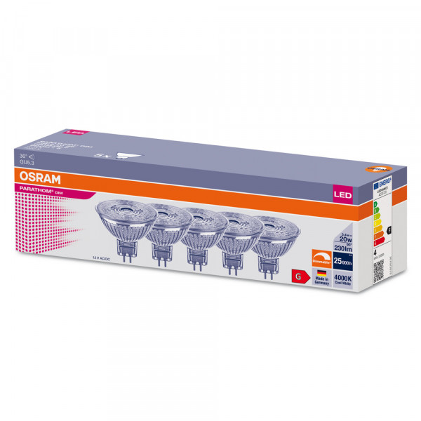 Osram led parathom dim mr16 20 940 gu5.3 36° 3,4w 230lm x5