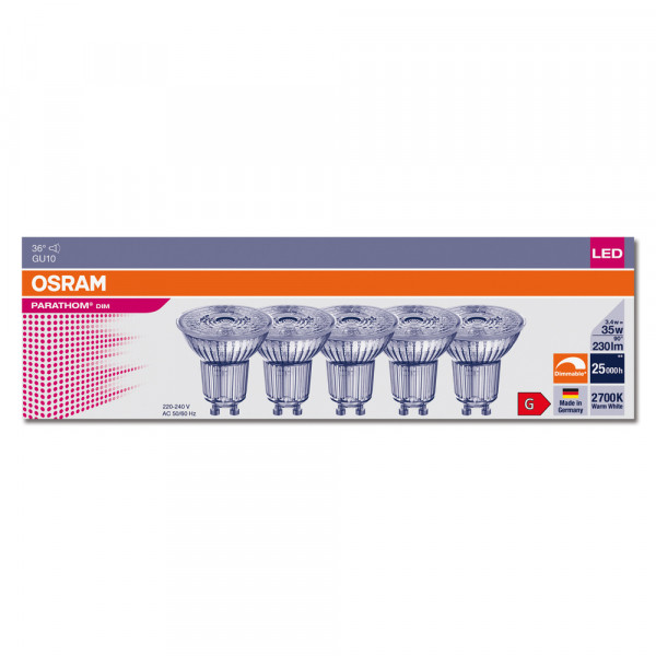 Osram led parathom dim par16 35 927 gu10 36° 3,4w 230lm x5