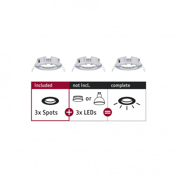 Enc choose 3 spots fixes max 3x10w chrome alu 230v 51mm