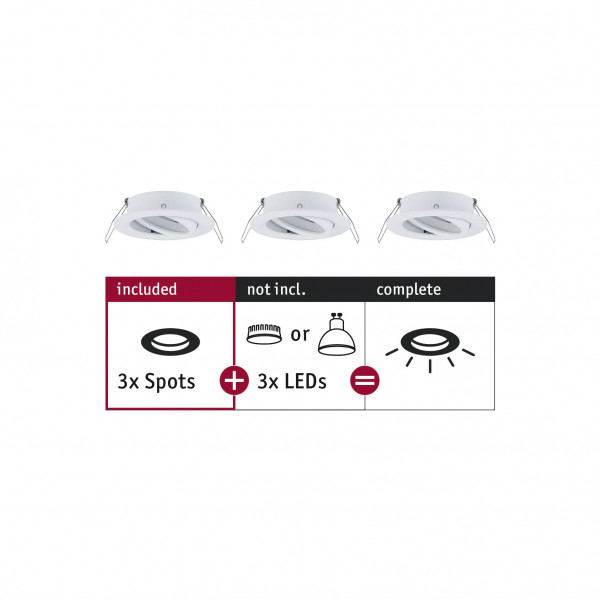 Enc choose 3 spots orientables max 3x10w 230v 51mm blanc dépoli alu