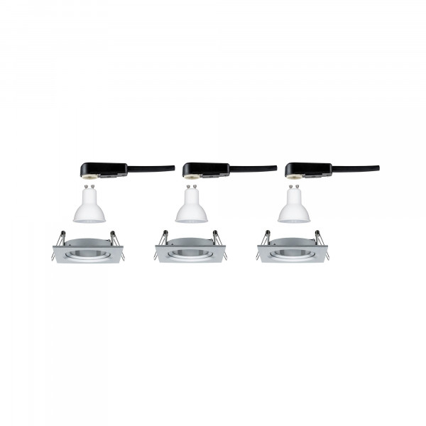 Paulmann Encastré LED Nova carré 6,5W GU10 alu Kit de 3 orientables