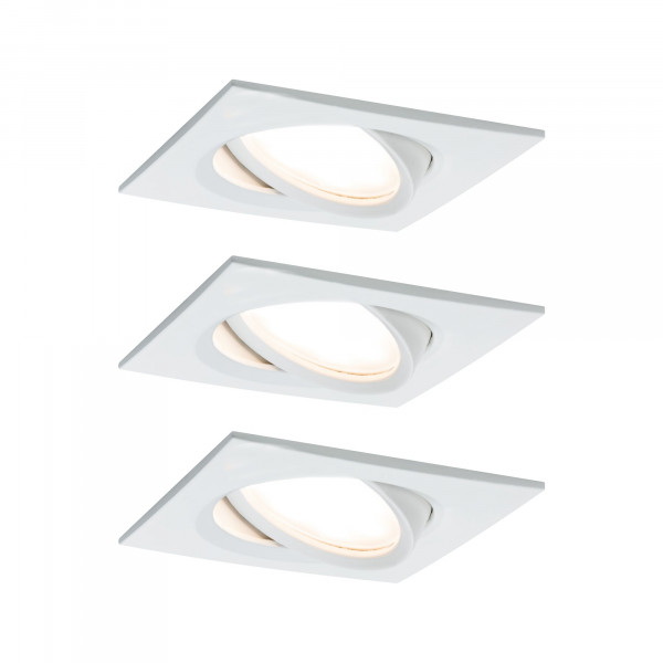 Kit encastré nova plus coin gra carré orient led 3x6,8w 633lm 2700k blc dépoli/alu