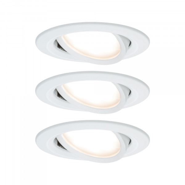 Kit 3 Spots encastrés LED Paulmann 6.8W Coin Slim - Orientable - IP23 - Rond - Blanc