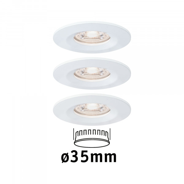 Enc nova mini coin rond fixe ip44 led 3x4w 310lm blanc dépoli/alu