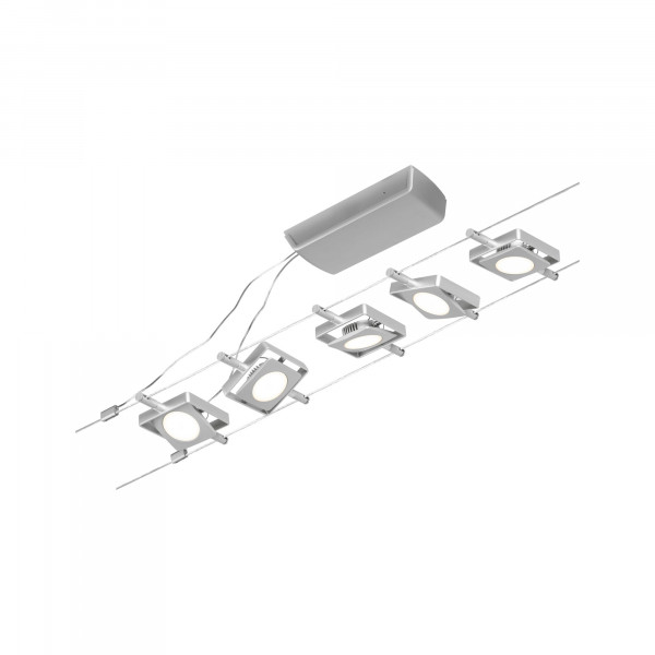 Kit système câble paulmann corduo macled 5x4,5w chrome dép/chrome 12v cc 60va syn 3000k