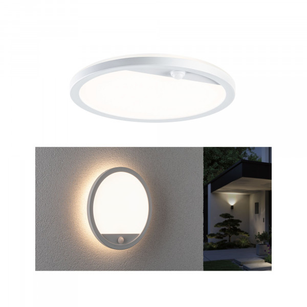 Paulmann outdoor 230v panneau lamina rond pir blanc ip44 15w 3000k - 94662