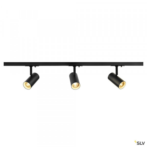 Noblo spot, kit rail 1 allumage, intérieur, noir, led, 22,5w, 2700k, 2 rails de 1m, 3 spots, 1 connecteur et 2 embouts inclus