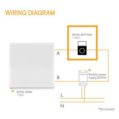 Bouton d'appel lumineux sur deux fils compatible Extel Ding et Dong - Extel