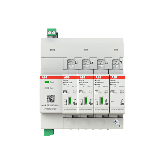 Parafoudre connecté eovr - t2- 3p+n - imax 80ka- uc 440v - tt-tns