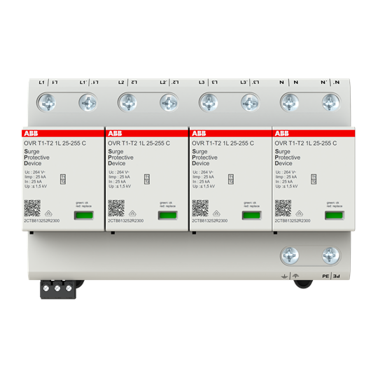 Parafoudre débro. ovr t1-t2 iimp. 25ka- 4p - 230/400v - uc 264v - tns/tt-av. ts