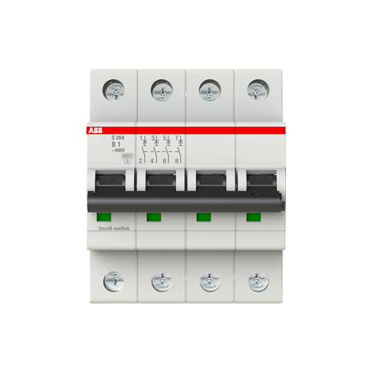 S200 disjoncteur modulaire- 4p - 4a courbe b - 6000a/10ka (4 modules)-peignable