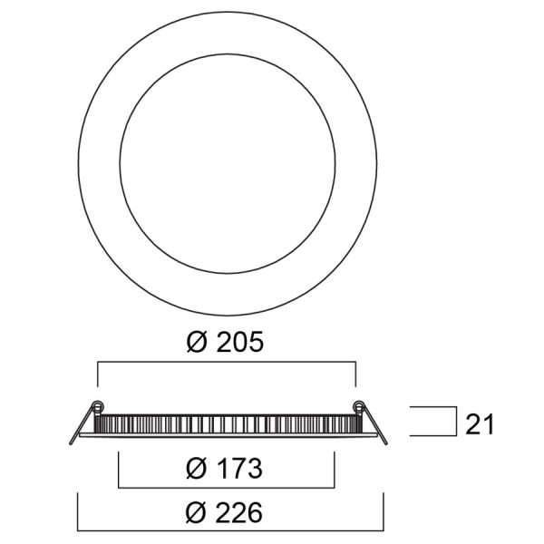 Start downlight flat 205 ip44 2200lm 830 dimmable