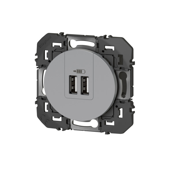 Legrand dooxie chargeur 2 usb a+a 2.4a 12 w alu composable