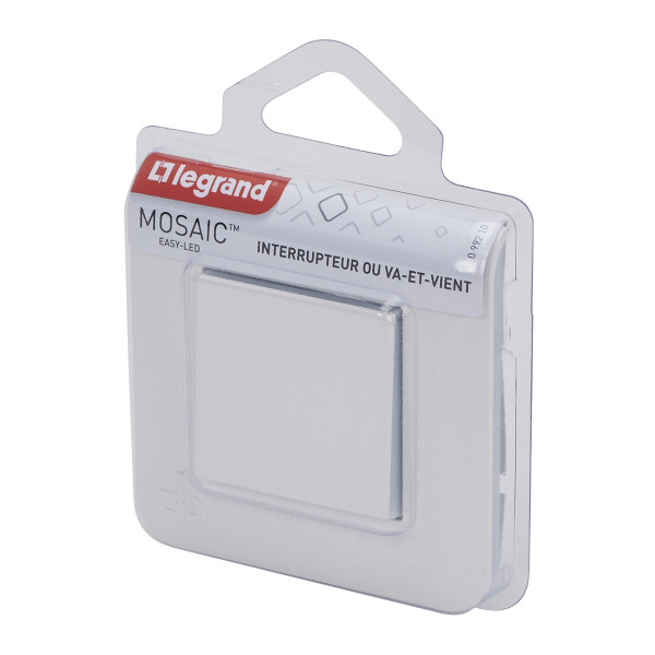 Mosaic interrupteur ou va et vient 10a complet griffe blanc