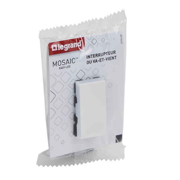 Mosaic easy led interrupteur ou va et vient 10a 1 module composable blanc