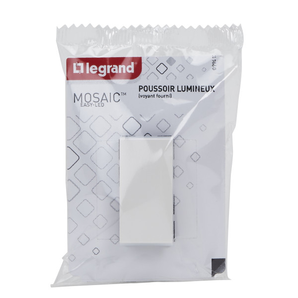 Mosaic easy led poussoir lumineux 6a 1 module composable blanc