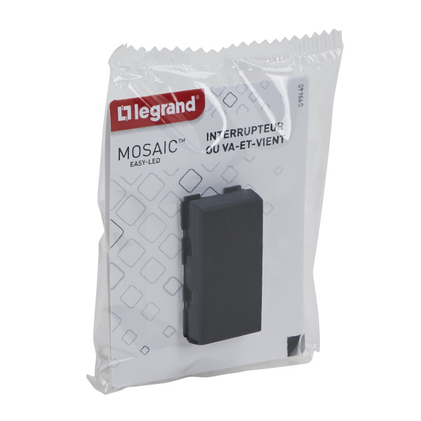 Mosaic easy led interrupteur ou va et vient 10a 1 module composable noir mat