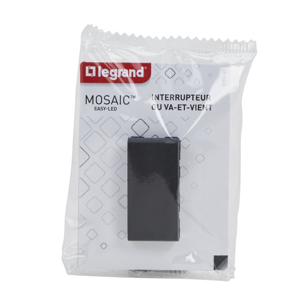 Mosaic easy led interrupteur ou va et vient 10a 1 module composable noir mat