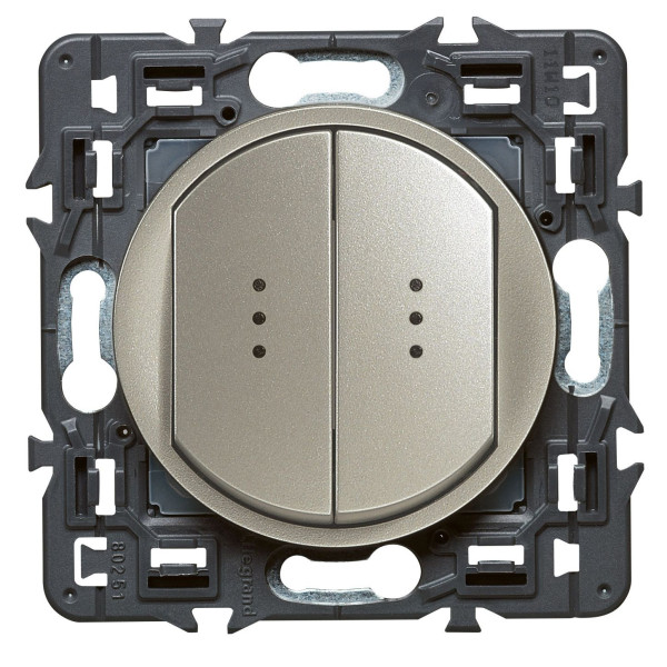 Interrupteur Double Témoin 10A - Titane - Composable