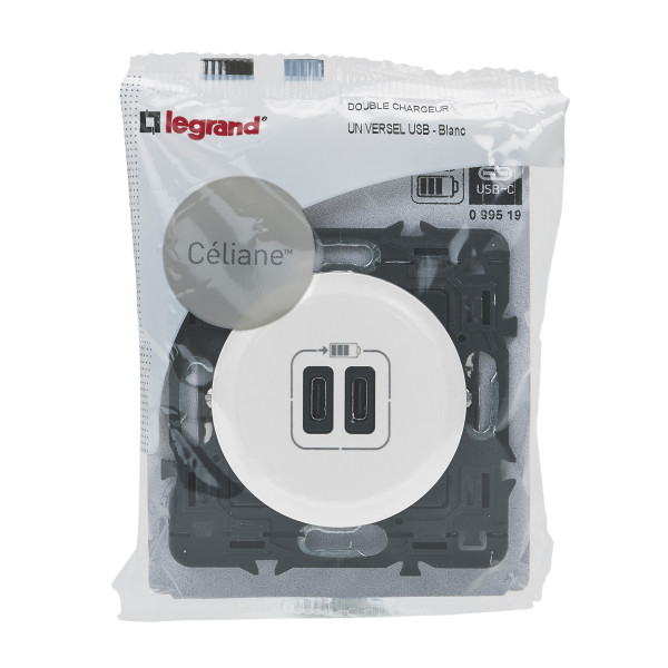 Legrand - 2 usb chargeur c+c composable  blanc