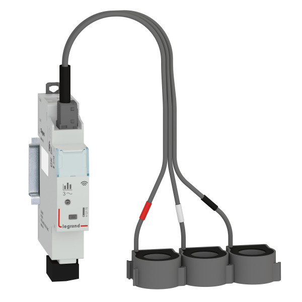 Compteur d'énergie triphasé connecté Drivia - livré avec 3 transformateurs de courant fermés Rogowski 125A - 1 module