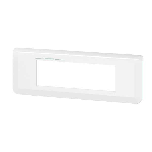 Plaque de finition horizontale Mosaic pour 6 modules blanc antimicrobien