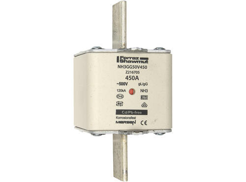 Fusible nh3 gg 450a - indicateur - 500v