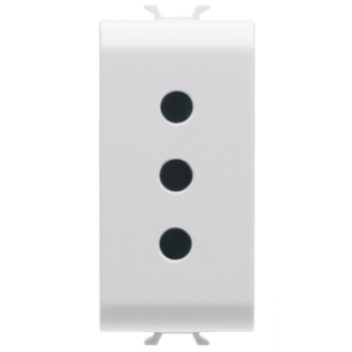 Italian standard socket-outlet 250v ac - 2p+e 10a - p11 - 1 module - white - antibacterial - chorus