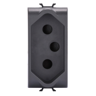 South african standard socket-outlet - 250v ac - 2p+e 16a - 1 module - black - chorus