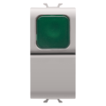 Push-button 1p 250v ac - no 16a -  green diffuser - 1 module - natural beige - chorus