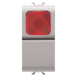 Push-button 1p 250v ac - no 16a -  red diffuser - 1 module - natural beige - chorus