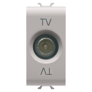 Coaxial tv socket-outlet, class a shielding - iec male connector 9.5mm - feedthrough 5 db - 1 module - natural beige - chorus