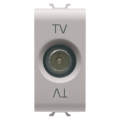 Coaxial tv socket-outlet, class a shielding - iec male connector 9.5mm - feedthrough 5 db - 1 module - natural beige - chorus