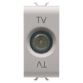 Coaxial tv socket-outlet, class a shielding - iec male connector 9.5mm - feedthrough 10 db - 1 module - natural beige - chorus