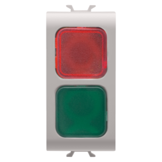 Double indicator lamp - red/green - 1 module - natural beige - chorus