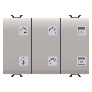 Push-button panel with interchangeable symbols - with roller shutters actuator - knx -  6+1 channels - 3 modules - natural beige - chorus