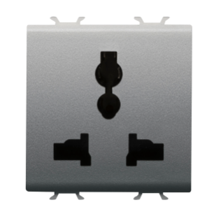 Multistandard socket-outlet 2p+e - 13 a/250 v ac - 15 a/127 v ac - 2 modules - titanium - chorus