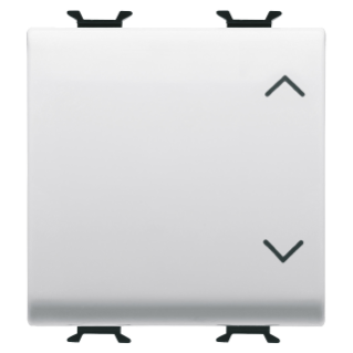 Three-way switch 1p 250v ac - 10ax - neutral button - symbol up-down - 2 modules - satin white - chorus