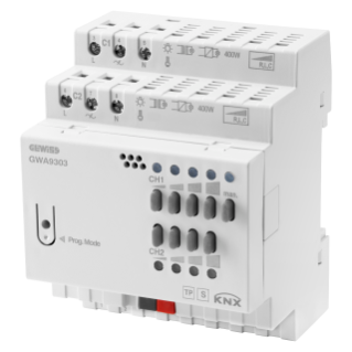 Knx univers. dimmer 2-ch x 400w din rail