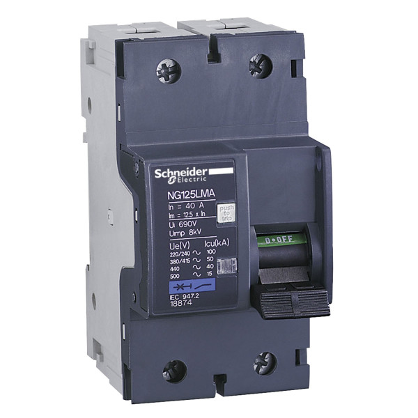 Schneider Electric Disjoncteur Moteur Ng125Lma 40 A 2P 2D Déclencheur Magnétique