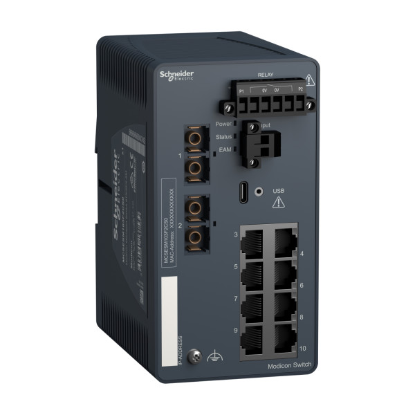 Modicon switch administré - 8 ports cuivre & 2 ports fibre monomode