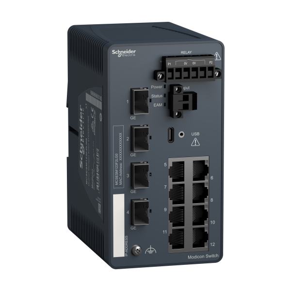 Modicon switch administré - 8 ports cuivre gigabit & 4 ports gigabit fibre