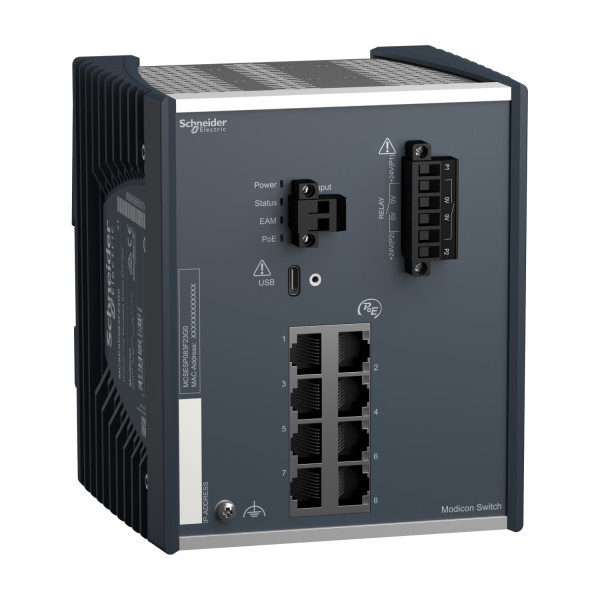 Modicon switch administré - 8 ports gigabit cuivre - alimenté par ethernet