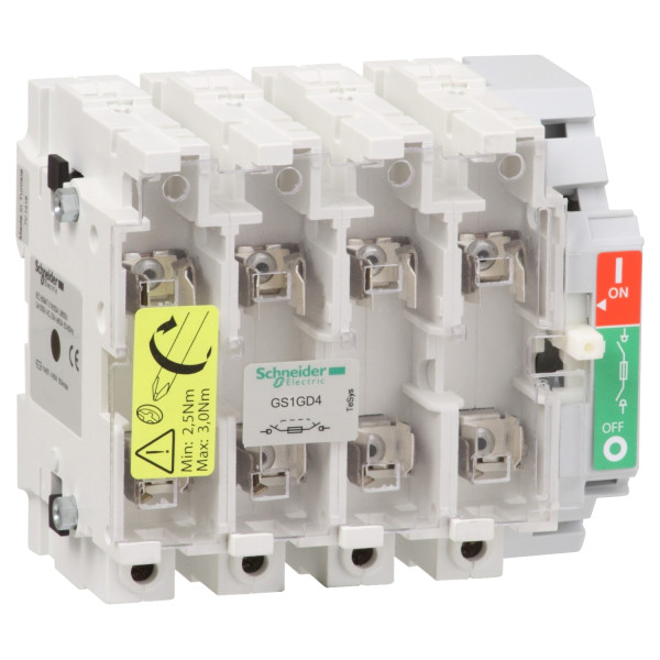 Schneider Electric Bloc de Base Interrupteur sectionneur Fusible Gs1 4P 4 F Din 63 A