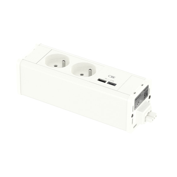 Unica system+ - nourrice précâblée m - 2 prises 2p+t + usb a+c - blanc