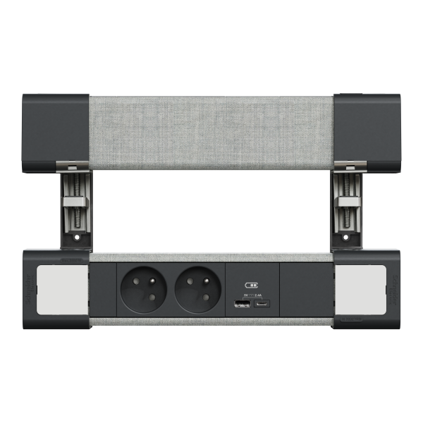 Unica system+ - module bureau précâblé l - 2pc +usb a+c - x2 - anthracite/tissu