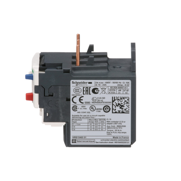 Schneider Electric Relais de Protection Thermique Moteur Tesys 16 à 24 A Classe 10A