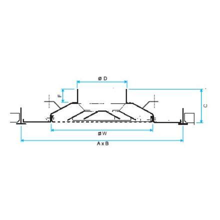 Aldes sc 369 r - {diam} 200 mm - diffuseur acier carré pour dalles faux-plafond