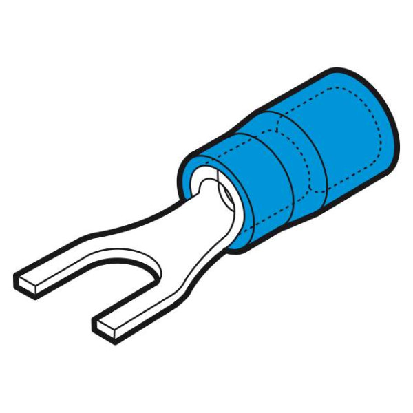 BPU10 - Cosse préisolée fourche bleue (1,5 à 2,5 mm²) - Diam. 10 mm