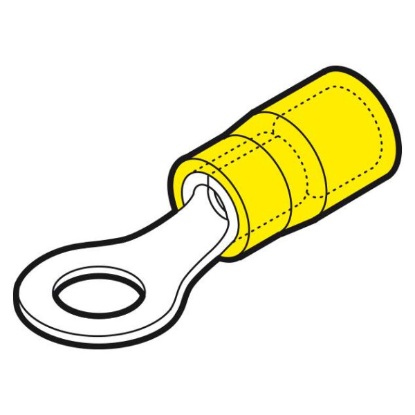 GPM10 - Cosse préisolée ronde jaune (4 à 6 mm²) - Diam. 10 mm